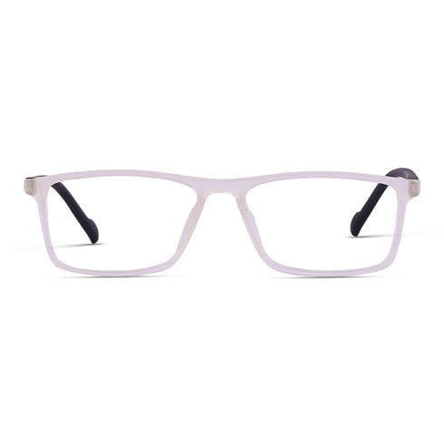 Vogily Eyewear - Zero Power Blue Cut Computer Glasses | Anti Glare, Lightweight & Blocks Harmful Rays | UV Protection Specs | Men & Women | Medium | Rectangular, Black & White - TR 1048